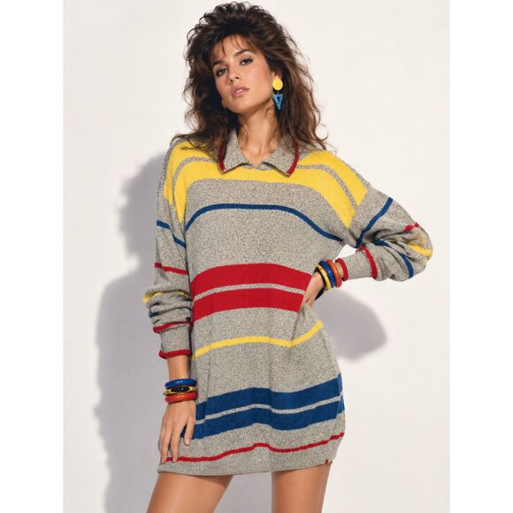 Helen Hsu Dresses & Skirts - True Vintage 80s Helen Hsu Striped Sweater Dress XS